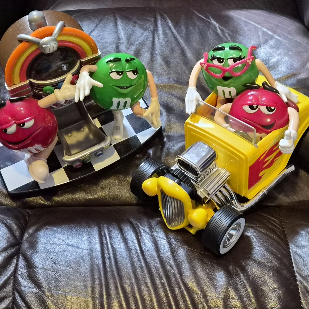 Set of M&M's Jukebox & Hot Rod Candy machines.